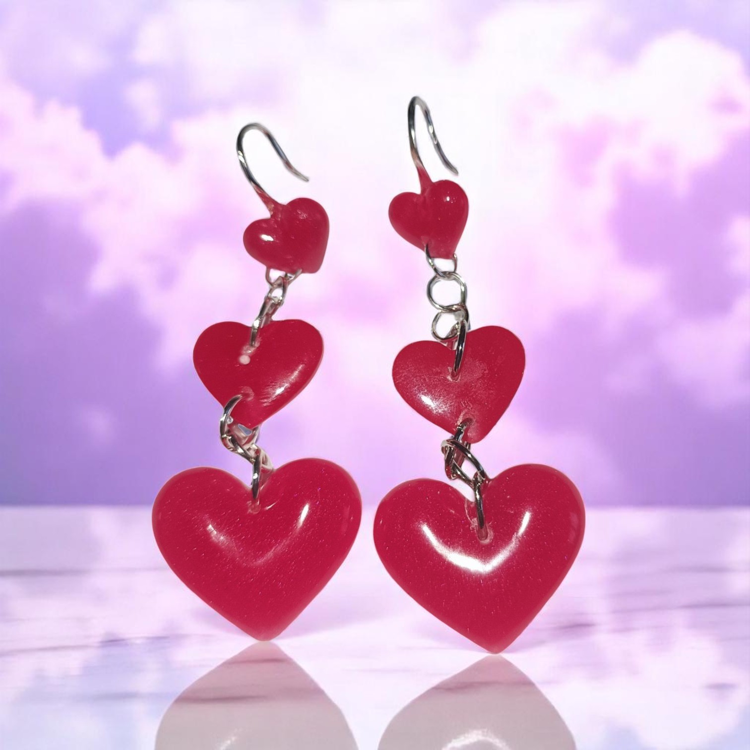 Boucles D'Oreilles - Coeur Rouge – Image 3
