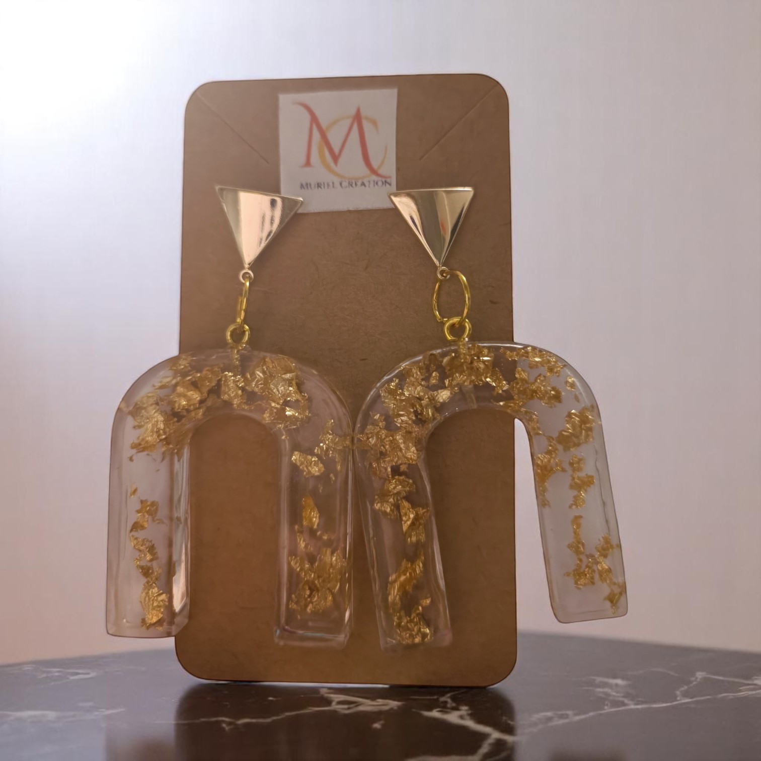 Boucles D'oreilles - U à l'envers Or – Image 2