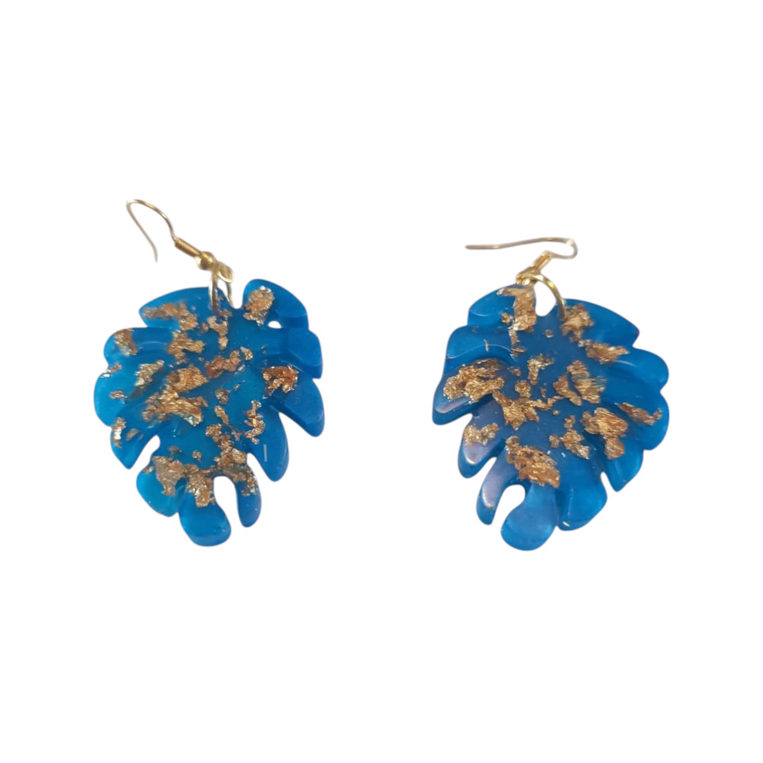 Boucles D'Oreilles - Feuille Plate Bleu
