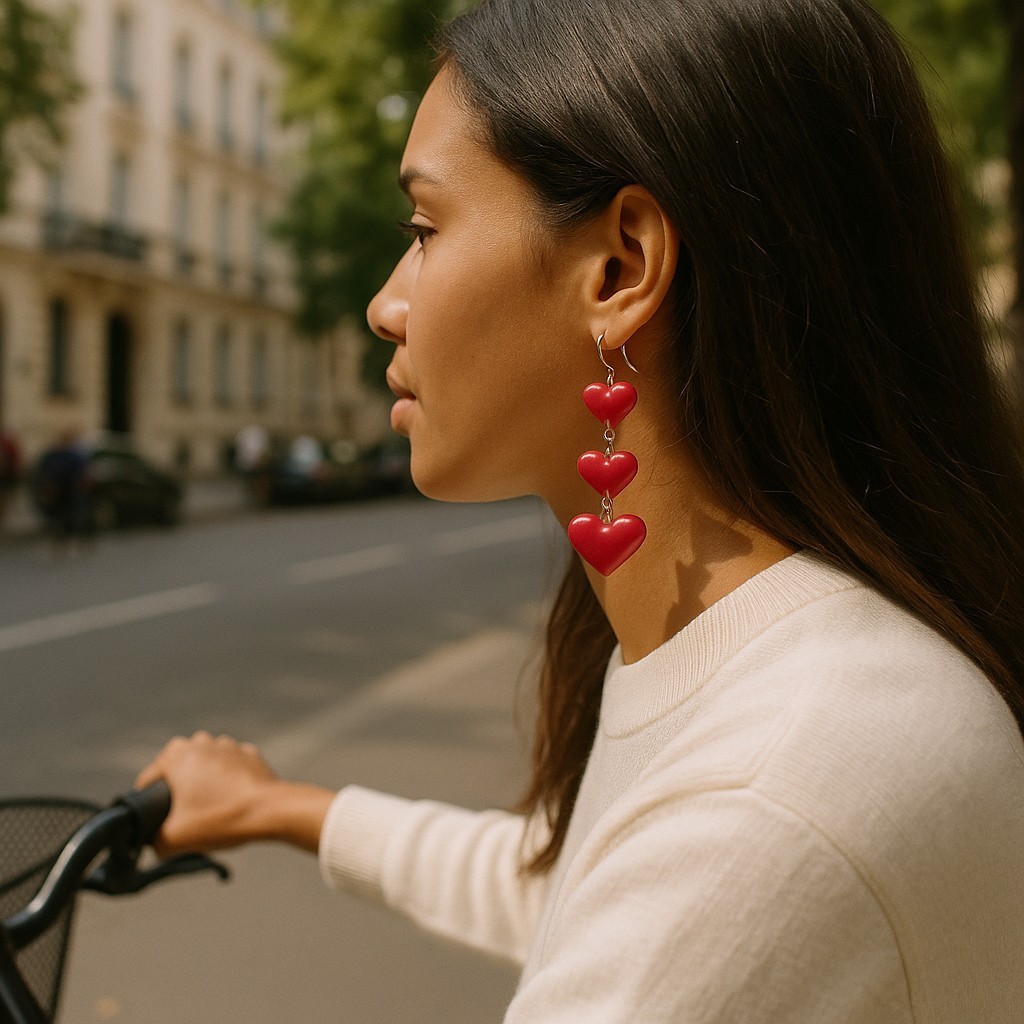 Boucles D'Oreilles - Coeur Rouge – Image 2