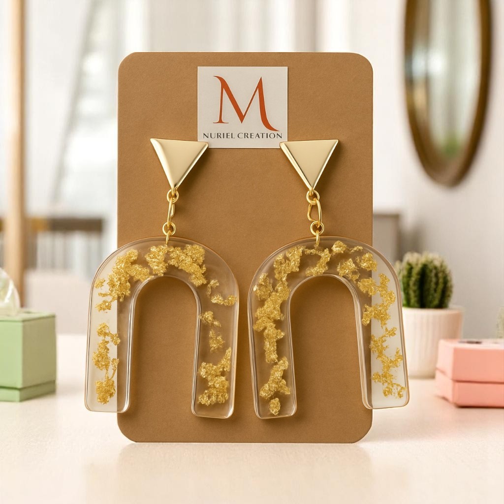 Boucles D'oreilles - U à l'envers Or – Image 3