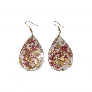 Boucles D'Oreilles - Ovale Rouge Or