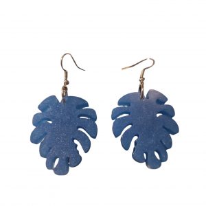 Boucles D'oreilles - Feuille Bleu