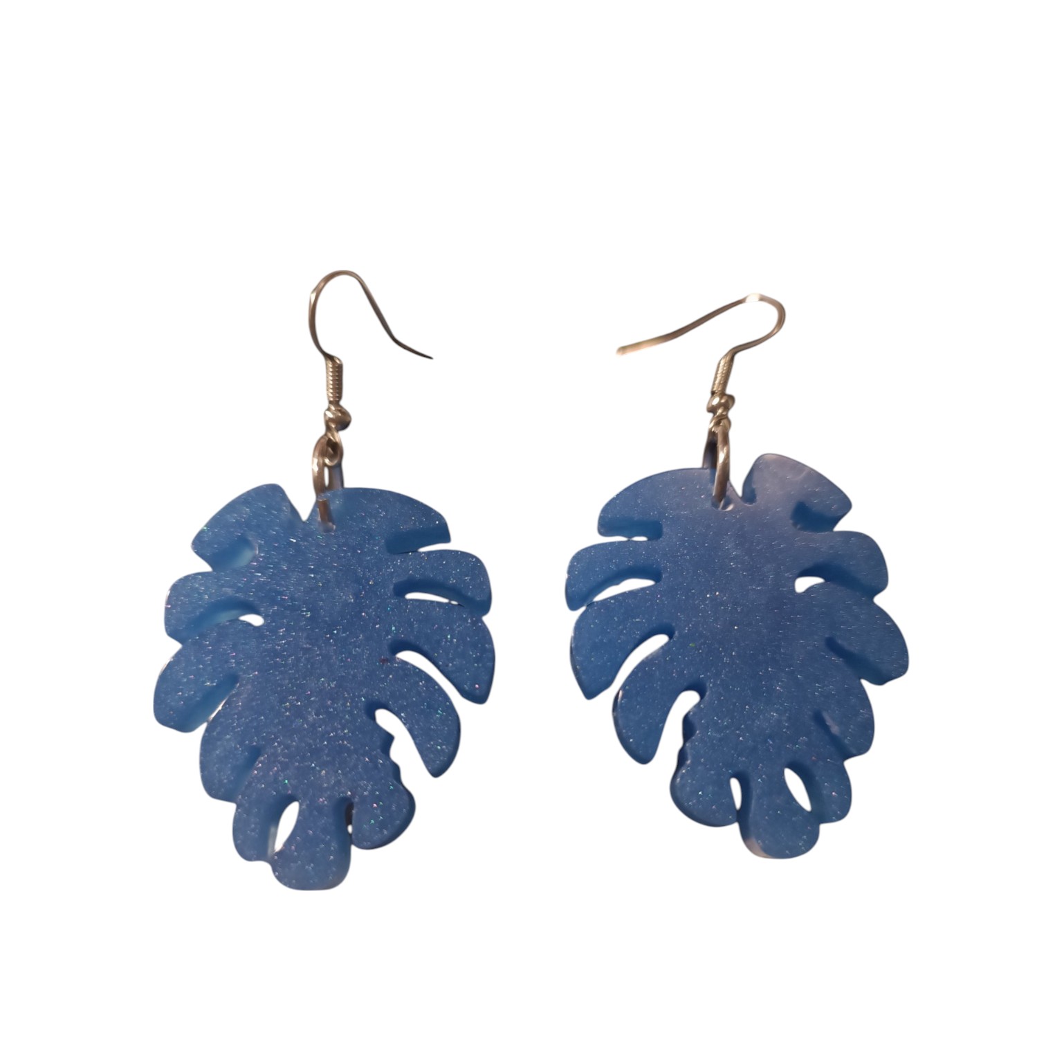 Boucles D'oreilles - Feuille Bleu