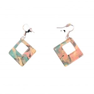 Boucles D'oreilles - Orange Vert Carré