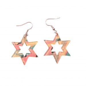 Boucles D'Oreilles - Etoile Vert Orange Marbré