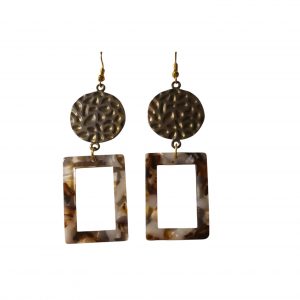 Boucles D'Oreilles - Rectangle fleuri Ronde