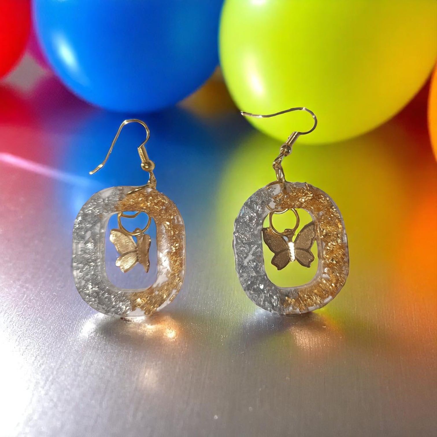 Boucles D'Oreilles - O Or Argenté Papillons – Image 3