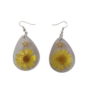 Boucles D'oreilles - Ovales Jaunes Fleurs