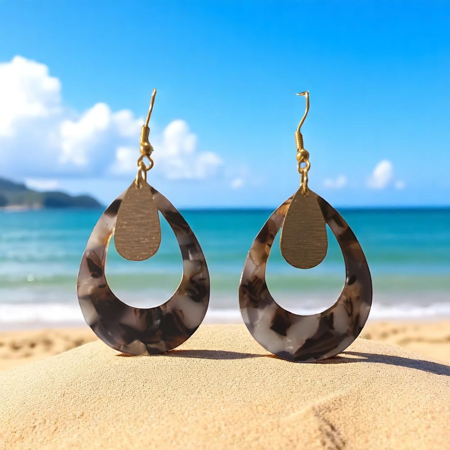 Boucles D'Oreilles - Ovale Marbré – Image 2