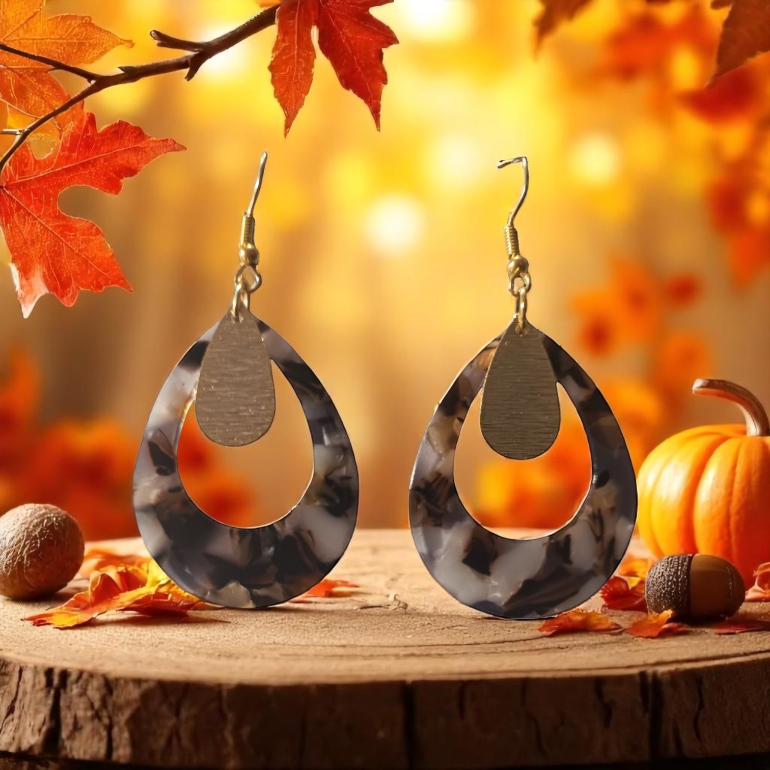 Boucles D'Oreilles - Ovale Marbré – Image 3