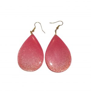 Boucles D'oreilles - Ovale Rouge Rosé Paillettes