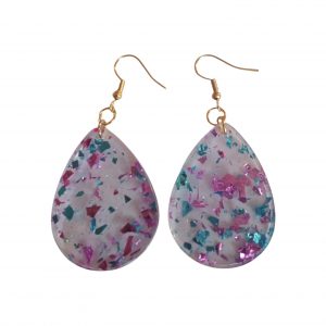 Boucles D'Oreilles - Bleu Rose Paillettes