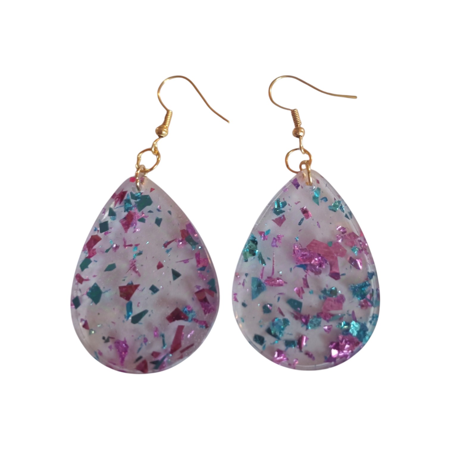 Boucles D'Oreilles - Bleu Rose Paillettes