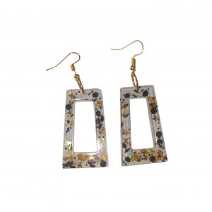 Boucles D'oreilles - Rectangle Noir et Or
