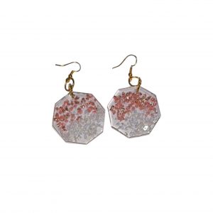 Boucles D'Oreilles - Octogonale Rose et Blanche
