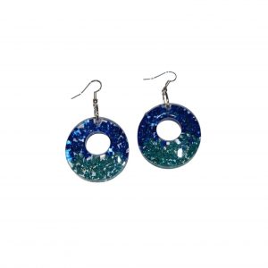 Boucles D'Oreilles - Ronde - Bleu Clair et Foncé