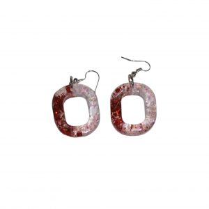 Boucles D'Oreilles - Rouge et Blanche forme O